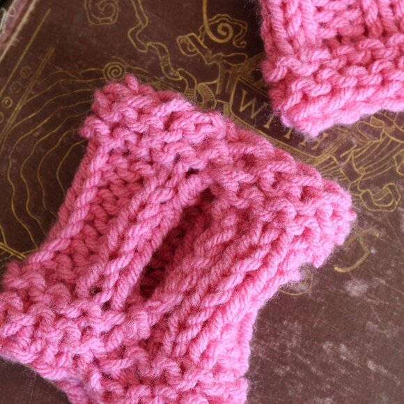 Hand Knit Fingerless Gloves, Armwarmers in Pink, One of a Kind - Picture 8 of 10